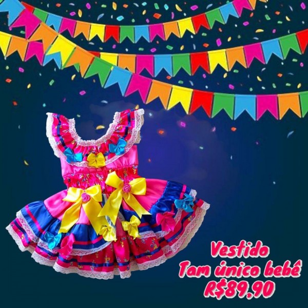 VESTIDO JUNINA ROSA TAM BEBE