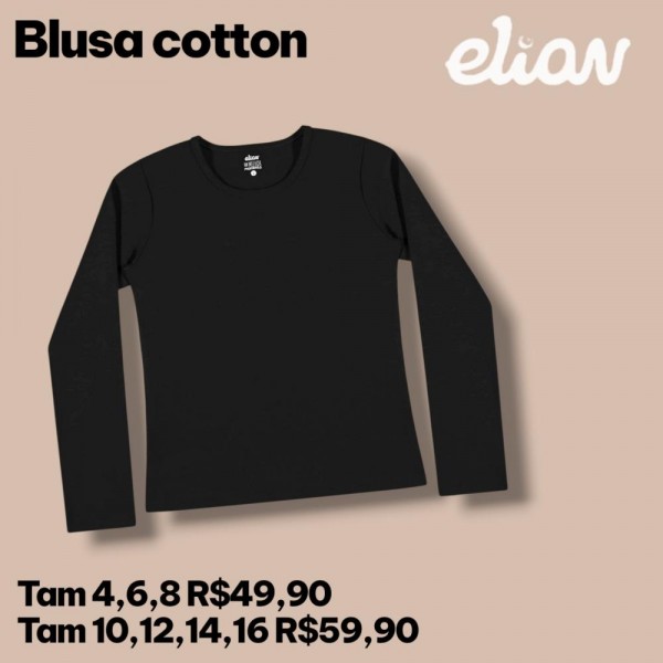 BLUSA ML PRETA TAM 12