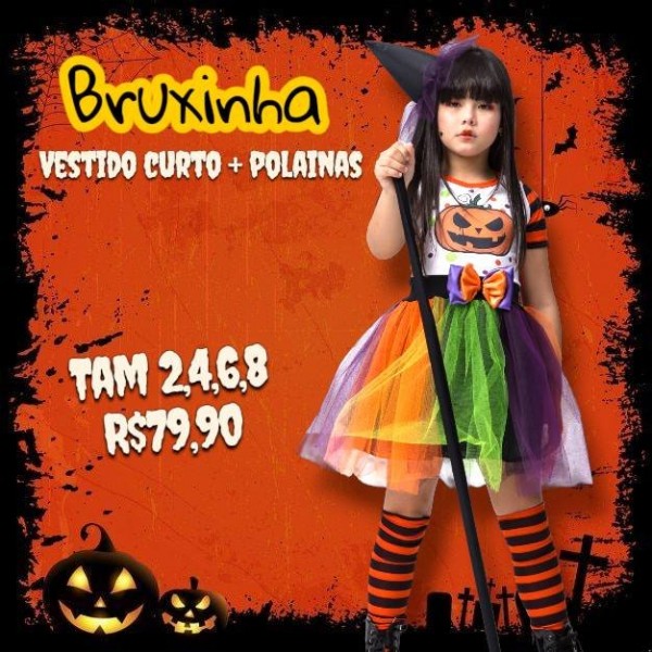 FANTASIA BRUXINHA COLORIDA  TAM 8