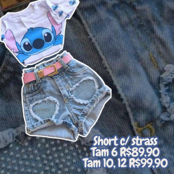 SHORT JEANS CORACOES TAM 12