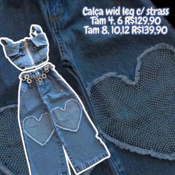 CALCA JEANS WID LEG CORACAO TAM 4
