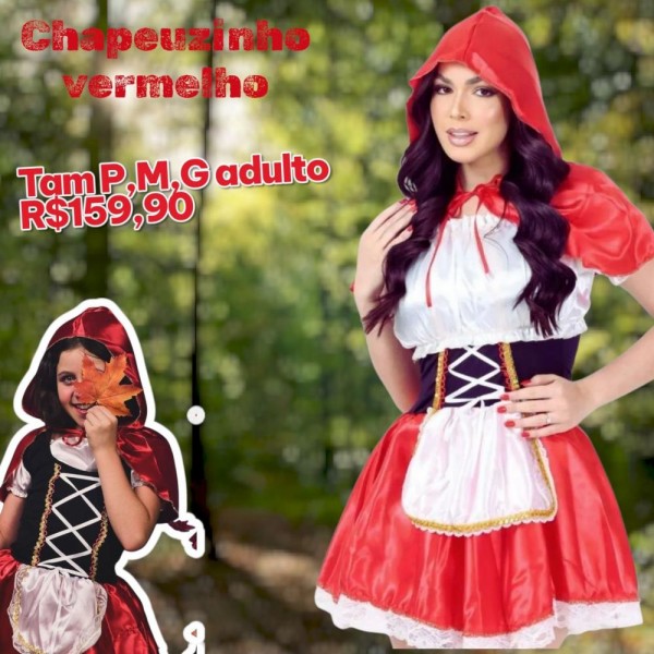 FANTASIA CHAPEUZINHO VERM. TAM P ADULTO