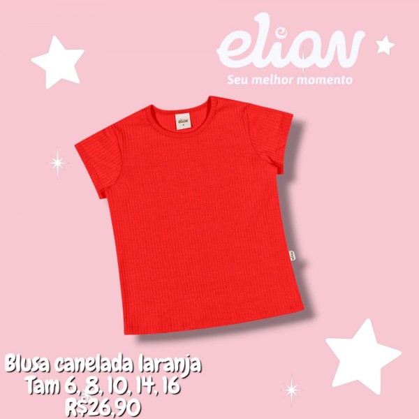 BLUSA MC CANELADA LARANJA TAM 10