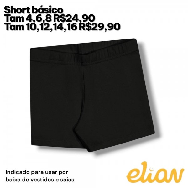 SHORT BASICO PRETO TAM 3