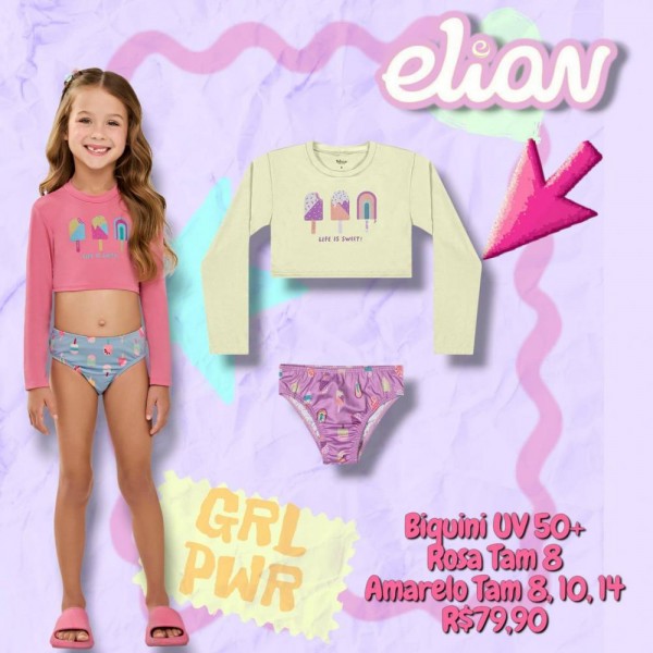 BIQUINI FPS BLUSA AMARELA + CALCINHA TAM 10