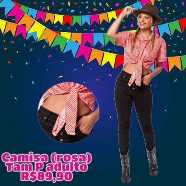 CAMISA XADREZ JUNINA TAM P ADULTO