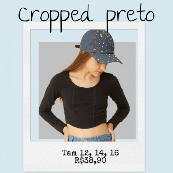 CROPPED ML PRETO TAM 16