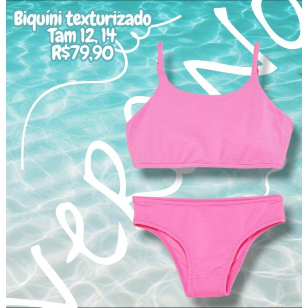 BIQUINI ROSA TEXTURIZADO TAM 12