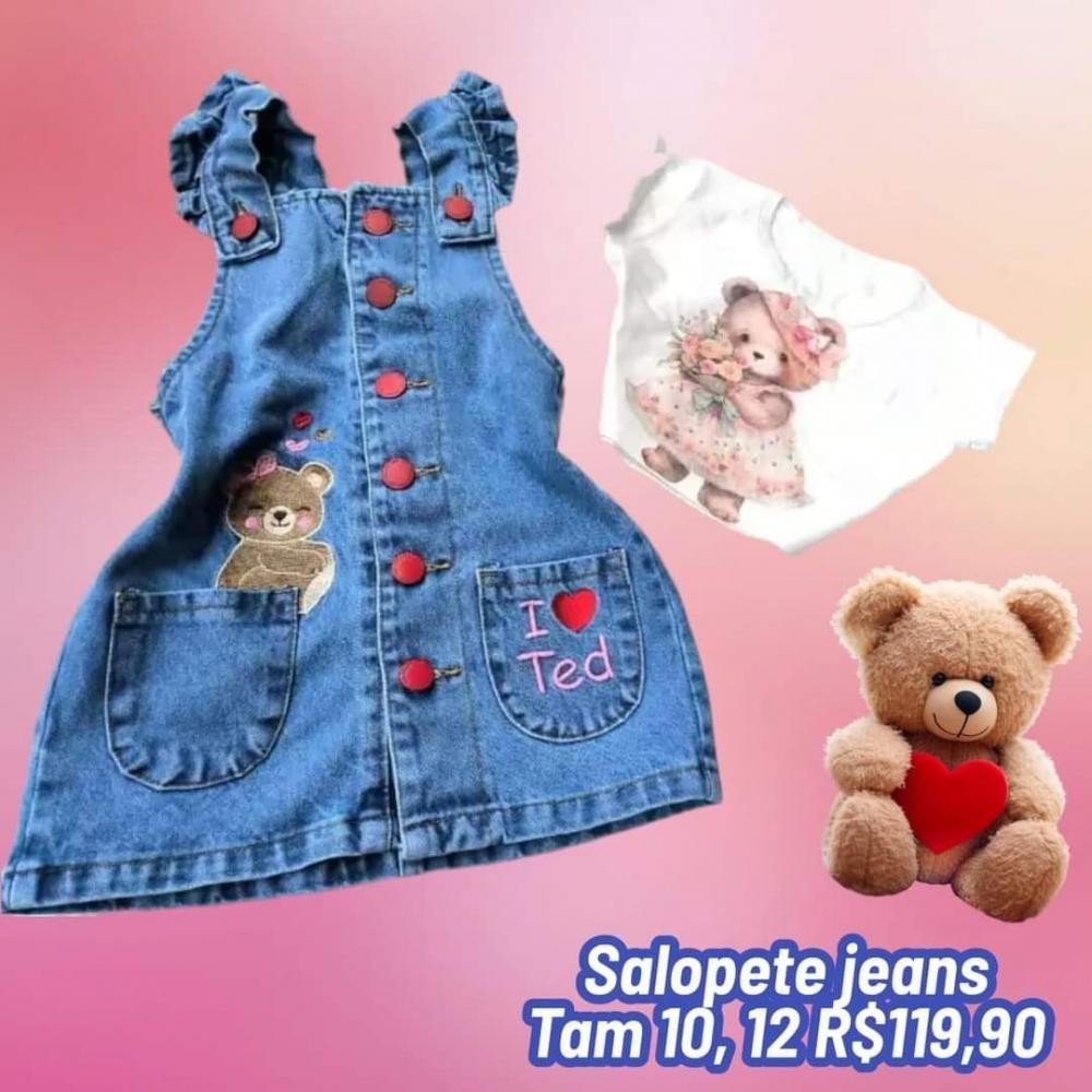 SALOPETE URSO JEANS TAM 10