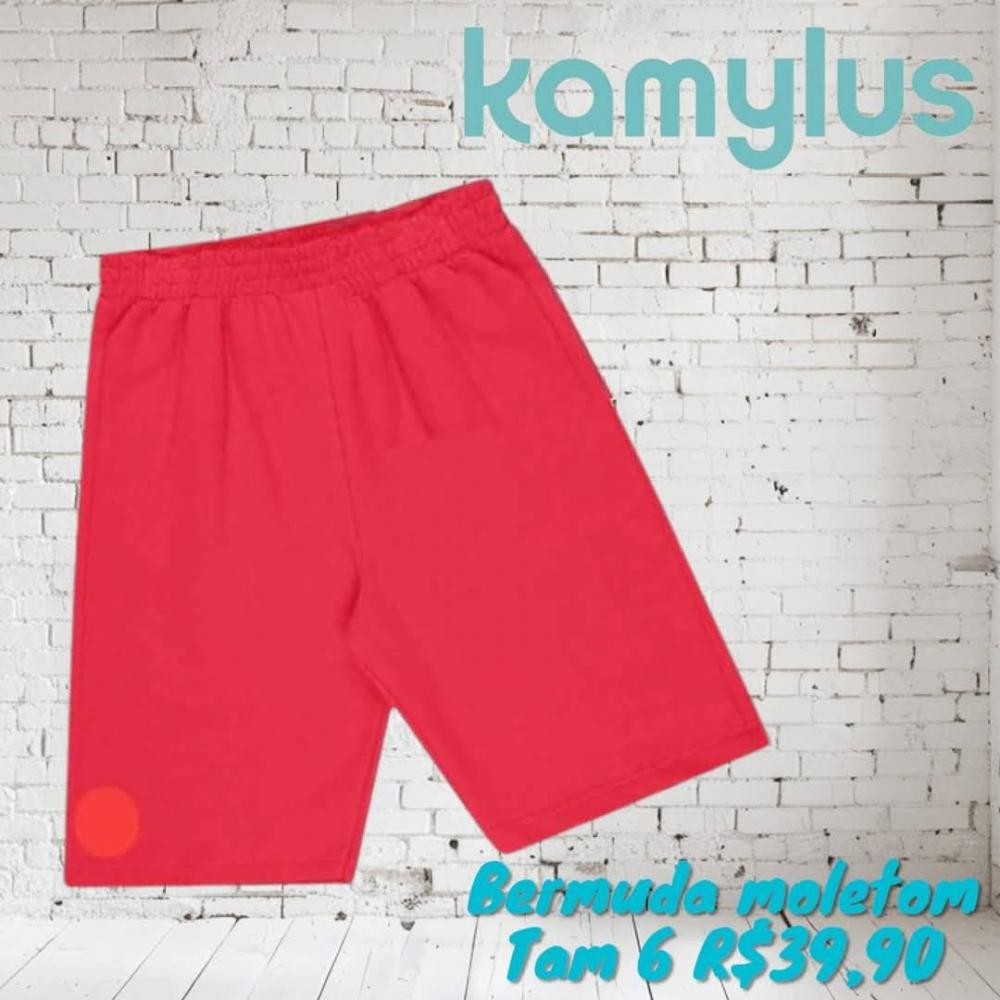 BERMUDA MOLETOM KAMYLUS VERMELHO TAM 6