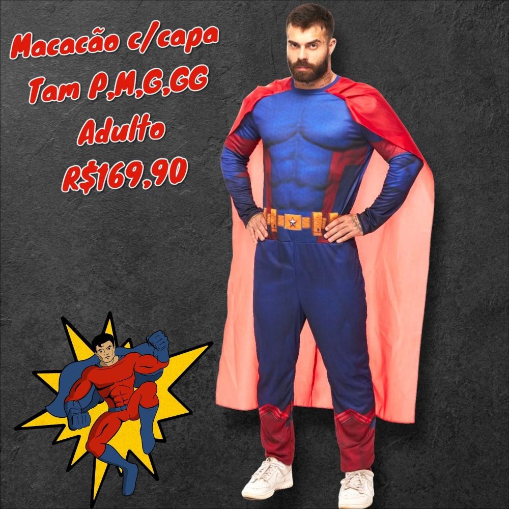 FANTASIA MACACAO SUPER MAN ADULTO  TAM G