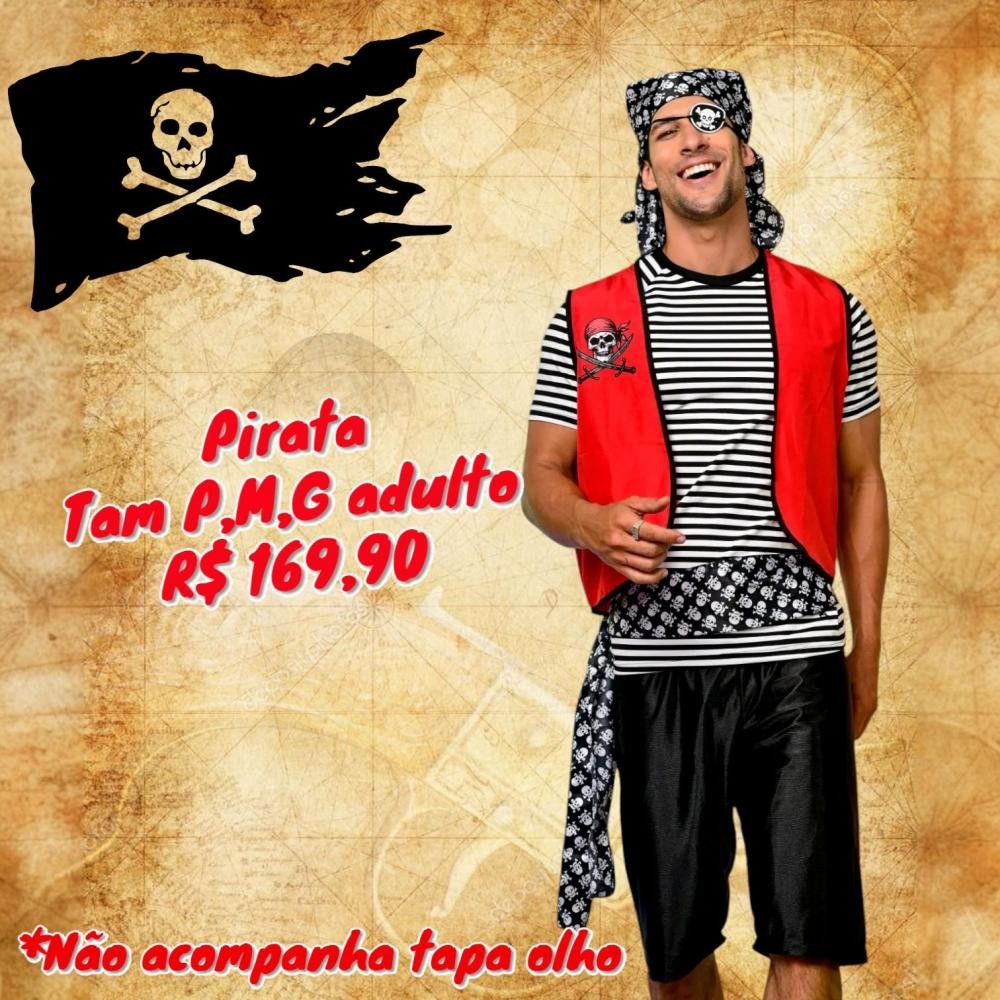 FANTASIA PIRATA MASCULINO ADULTO  TAM G