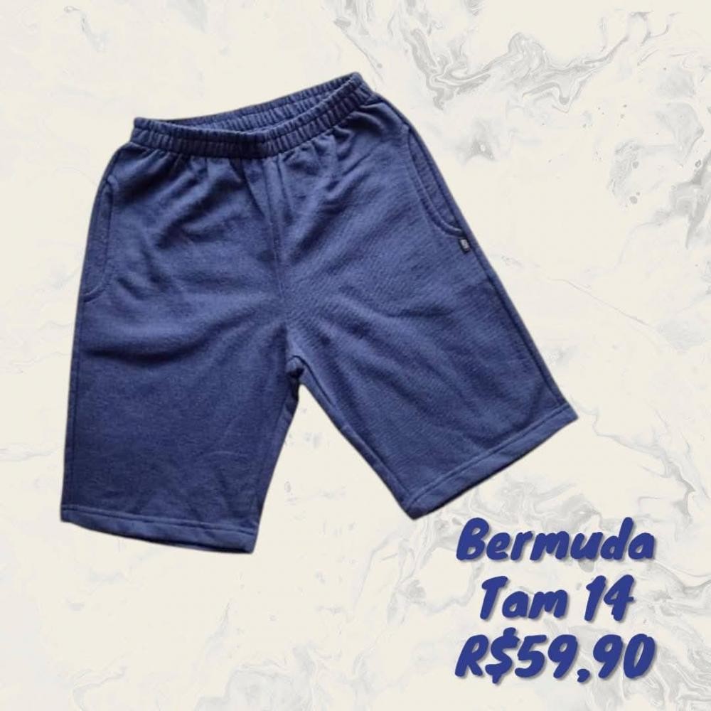 BERMUDA MOLETOM MARINHO AZUL TAM 14