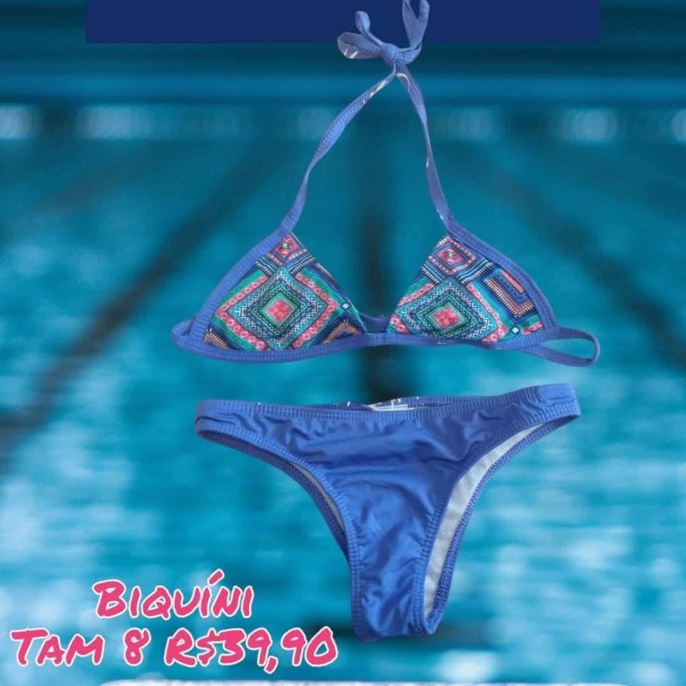 BIQUINI COLORIDO AZUL TAM 8