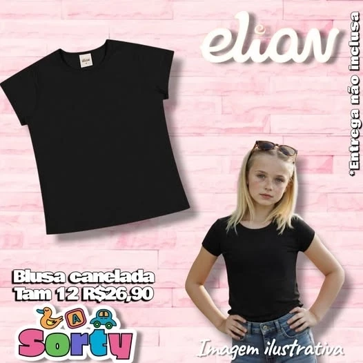 BLUSA MC CANELADA PRETA TAM 12