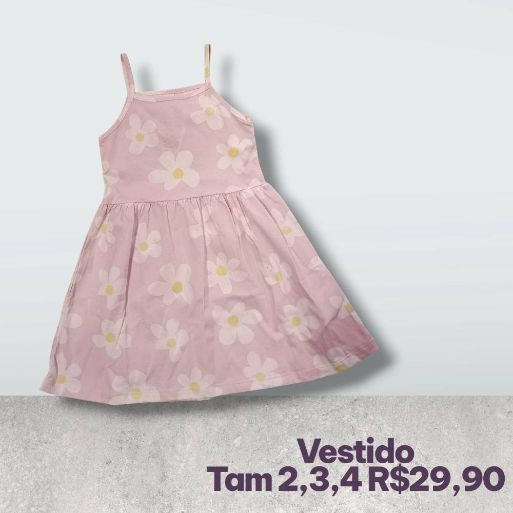 VESTIDO ROSA FLORES TAM 3