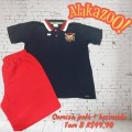 CONJ BERMUDA + CAMISA POLO AZUL TAM 8